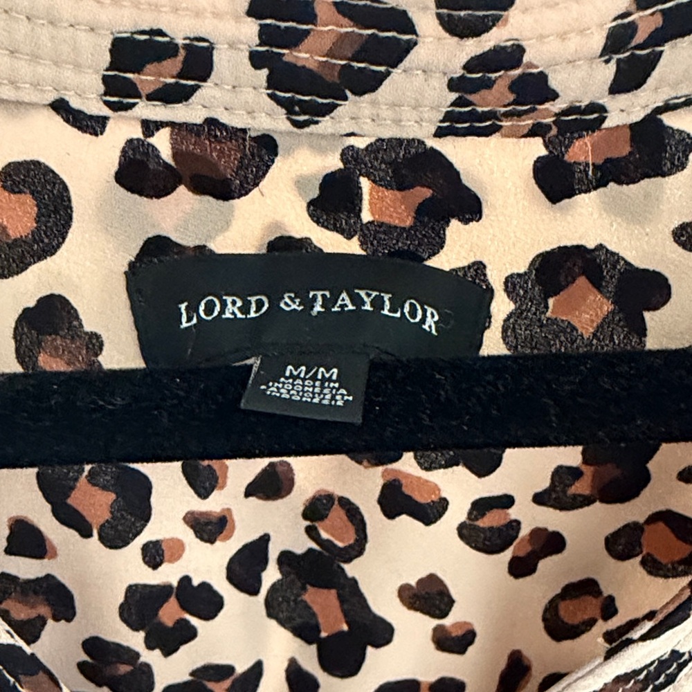 Lord & Taylor Beige and Black Leopard Blouse - Picture 2 of 2
